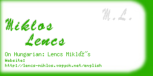 miklos lencs business card